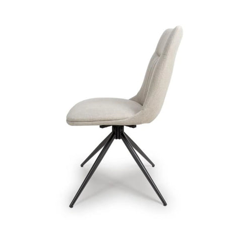 Bosley Natural Fabric Swivel Dining Chairs - Set of 4 - Pendle Village Furniture