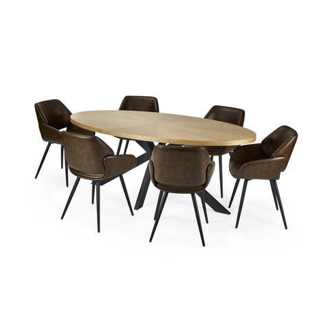 Bondi 200cm Light Oak Oval Dining Table with Parker Chairs