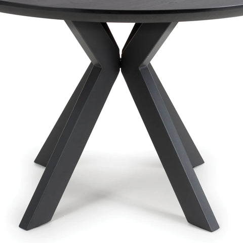 Bolton Round Black Ash Oak Effect Smart Top Dining Table - Pendle Village Furniture