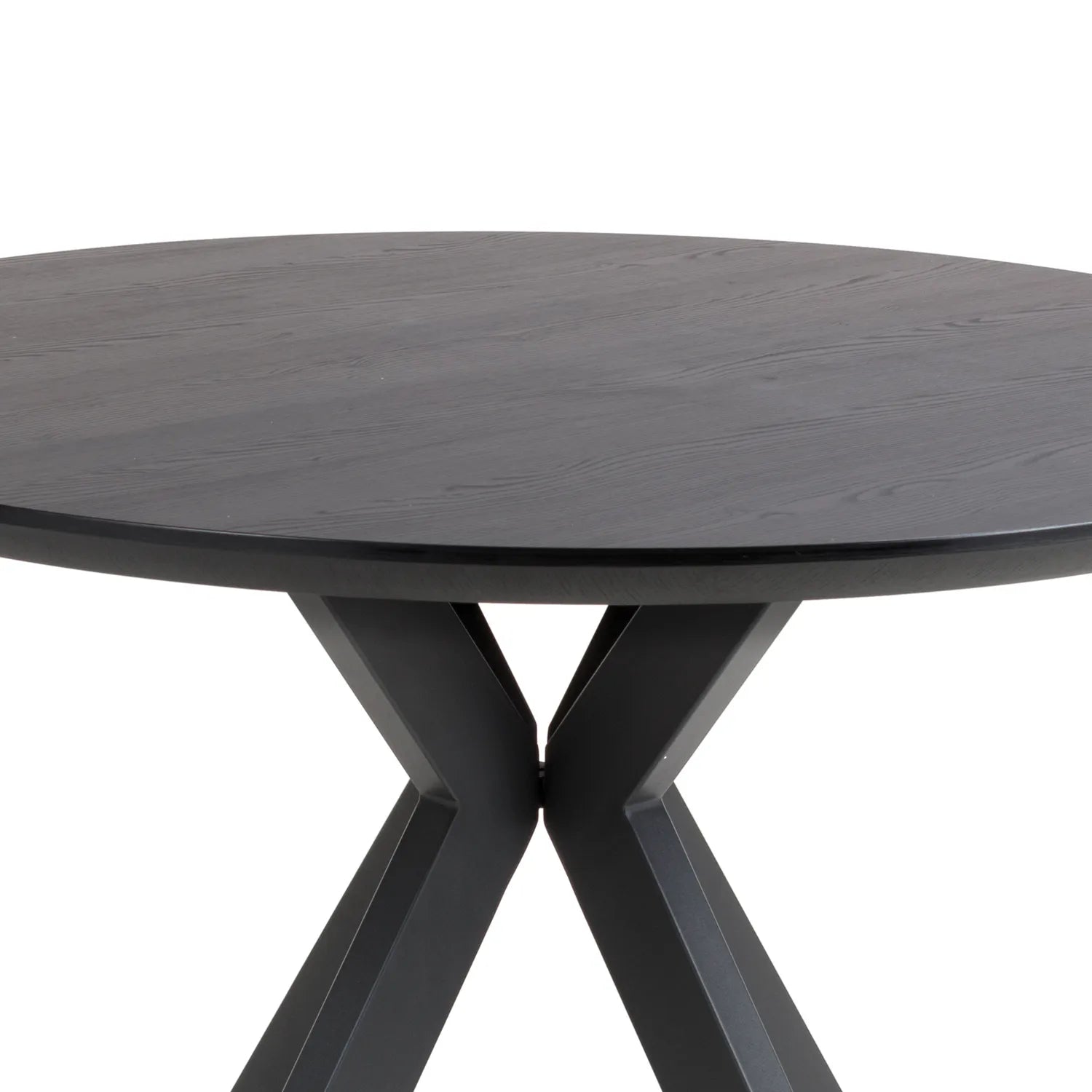 Bolton Round Black Ash Oak Effect Smart Top Dining Table - Pendle Village Furniture