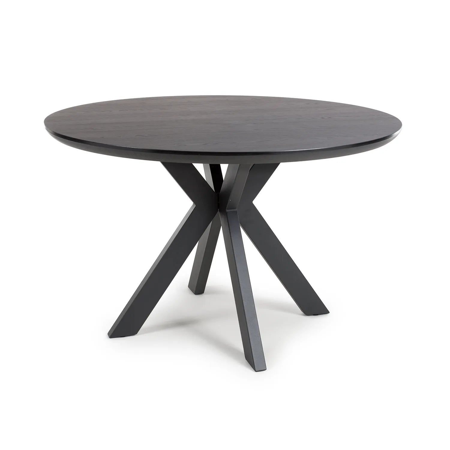 Bolton Round Black Ash Oak Effect Smart Top Dining Table - Pendle Village Furniture