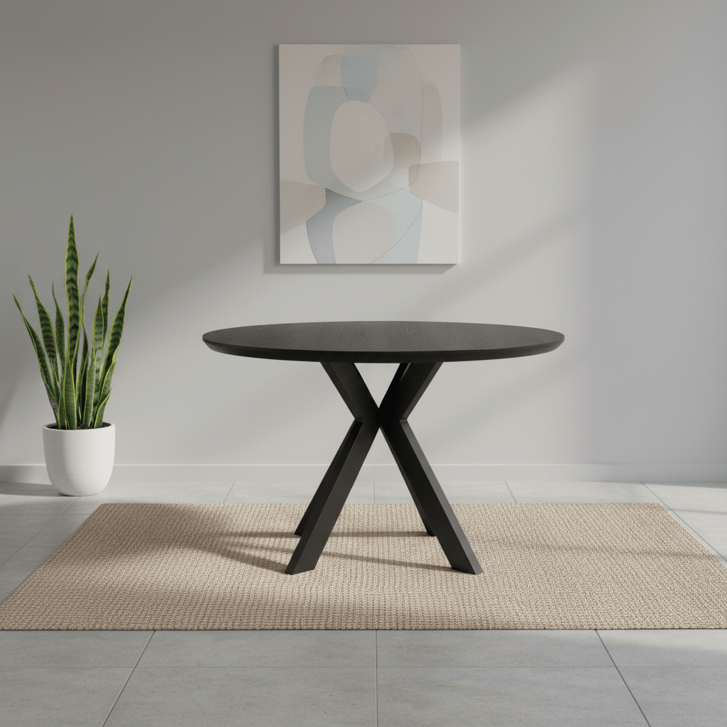 Bolton Round Black Ash Oak Effect Smart Top Dining Table