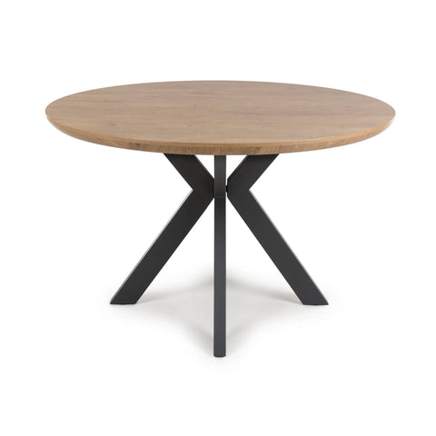 Bolton Round Rustic Oak Effect Smart Top Dining Table - Pendle Village Furniture