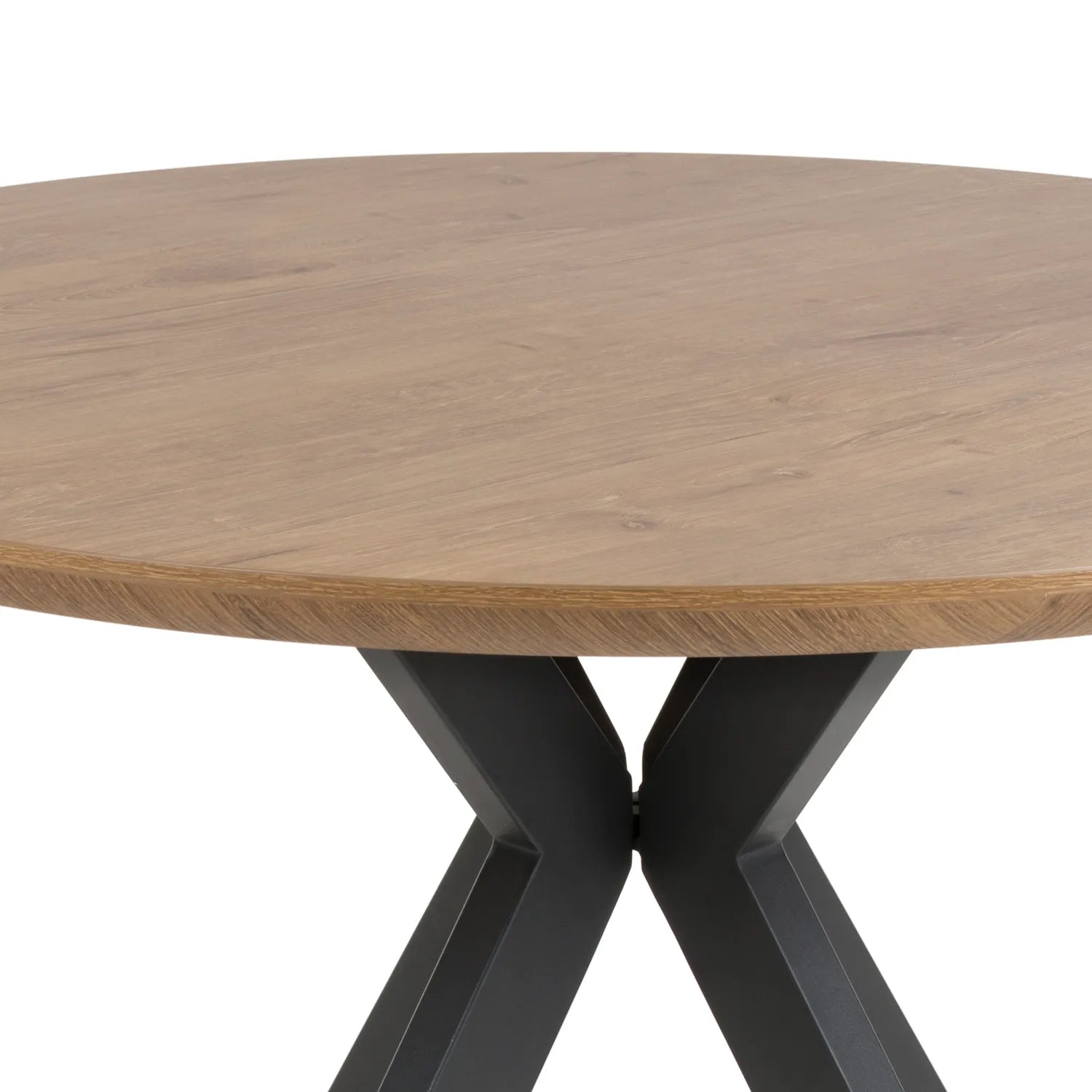 Bolton Round Rustic Oak Effect Smart Top Dining Table - Pendle Village Furniture