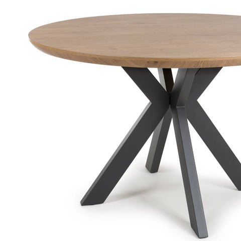 Bolton Round Rustic Oak Effect Smart Top Dining Table - Pendle Village Furniture