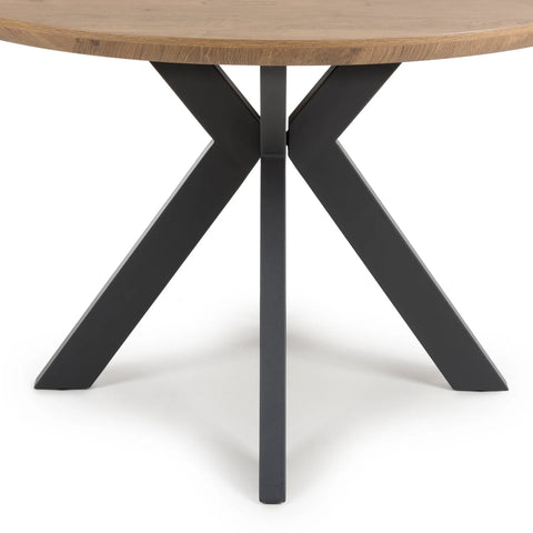 Bolton Round Rustic Oak Effect Smart Top Dining Table - Pendle Village Furniture