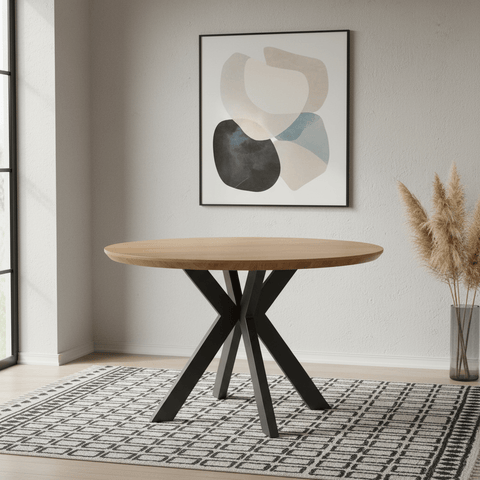 Bolton Round Rustic Oak Effect Smart Top Dining Table
