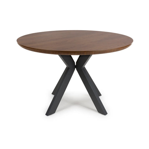 Bolton Round Smoked Oak Effect Smart Top Dining Table - Pendle Village Furniture