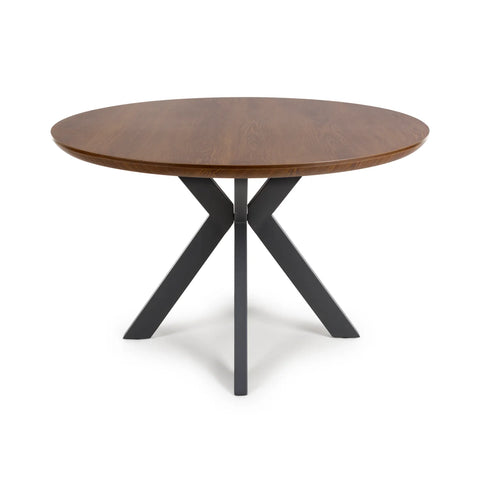 Bolton Round Smoked Oak Effect Smart Top Dining Table - Pendle Village Furniture