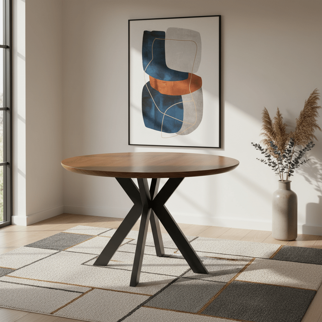 Bolton Round Smoked Oak Effect Smart Top Dining Table
