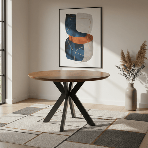 Bolton Round Smoked Oak Effect Smart Top Dining Table