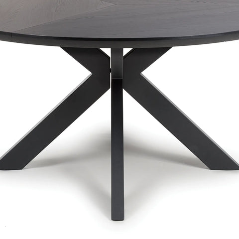Bolton 150cm Round Black Ash Oak Effect Smart Top Dining Table - Pendle Village Furniture