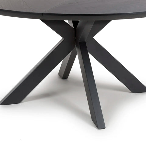 Bolton 150cm Round Black Ash Oak Effect Smart Top Dining Table - Pendle Village Furniture