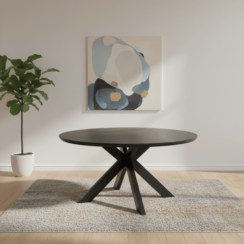 Bolton 150cm Round Black Ash Oak Effect Smart Top Dining Table