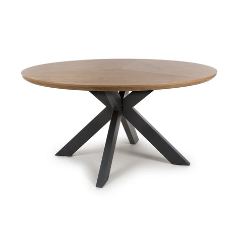 Bolton 150cm Round Rustic Oak Effect Smart Top Dining Table - Pendle Village Furniture