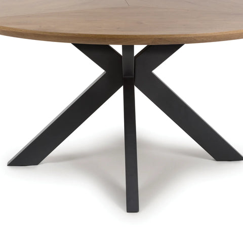 Bolton 150cm Round Rustic Oak Effect Smart Top Dining Table - Pendle Village Furniture