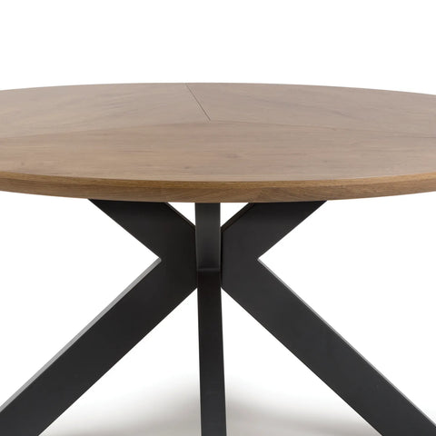 Bolton 150cm Round Rustic Oak Effect Smart Top Dining Table - Pendle Village Furniture