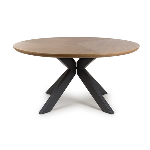 Bolton 150cm Round Rustic Oak Effect Smart Top Dining Table - Pendle Village Furniture