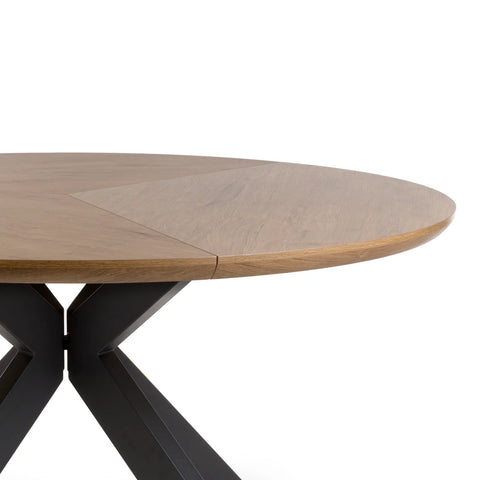 Bolton 150cm Round Rustic Oak Effect Smart Top Dining Table - Pendle Village Furniture