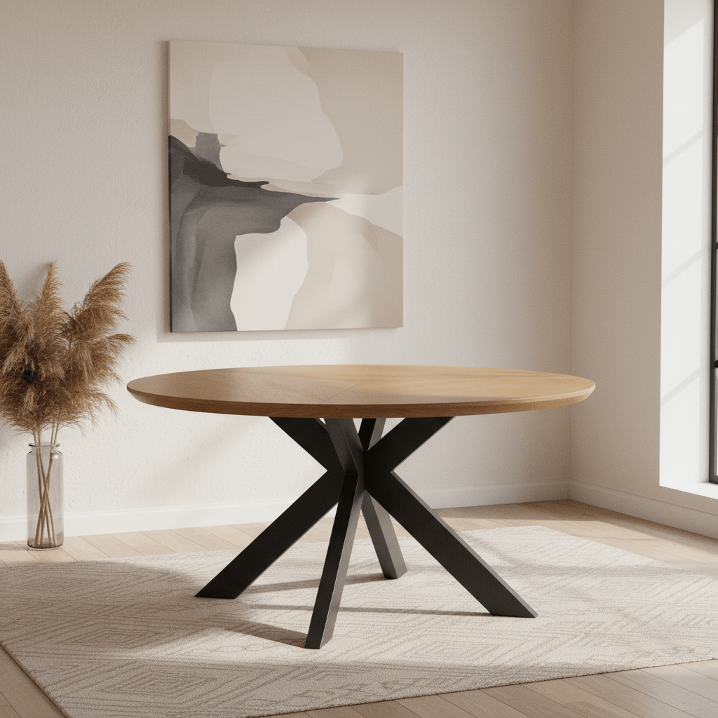 Bolton 150cm Round Rustic Oak Effect Smart Top Dining Table