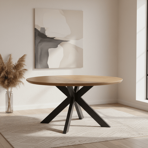 Bolton 150cm Round Rustic Oak Effect Smart Top Dining Table