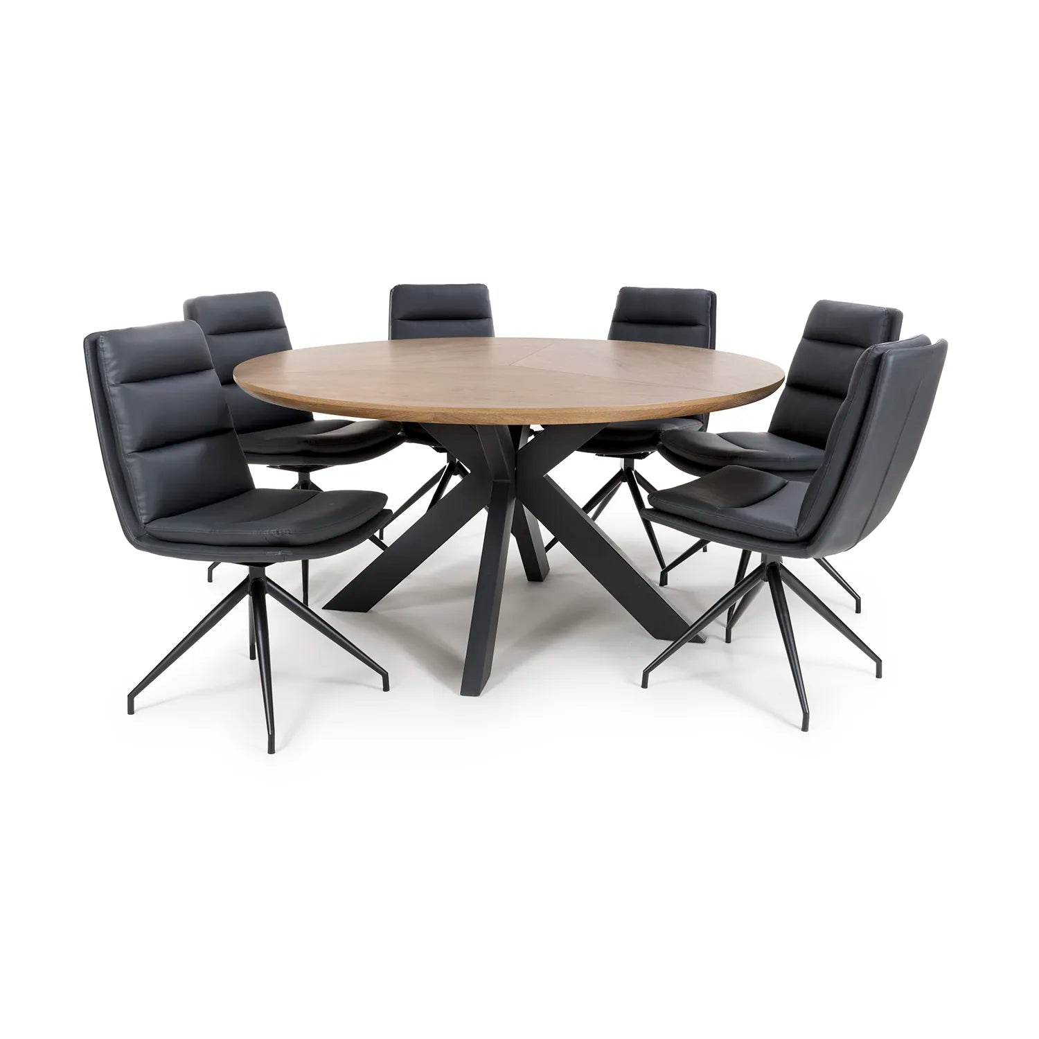 Bolton 150cm Round Rustic Oak Effect Smart Top Dining Table - Pendle Village Furniture