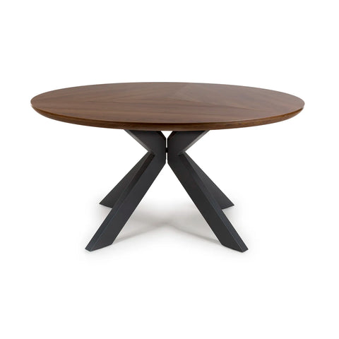 Bolton 150cm Round Smoked Oak Effect Smart Top Dining Table - Pendle Village Furniture