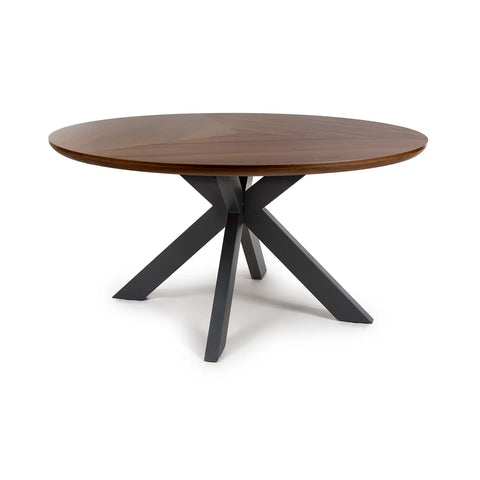Bolton 150cm Round Smoked Oak Effect Smart Top Dining Table - Pendle Village Furniture