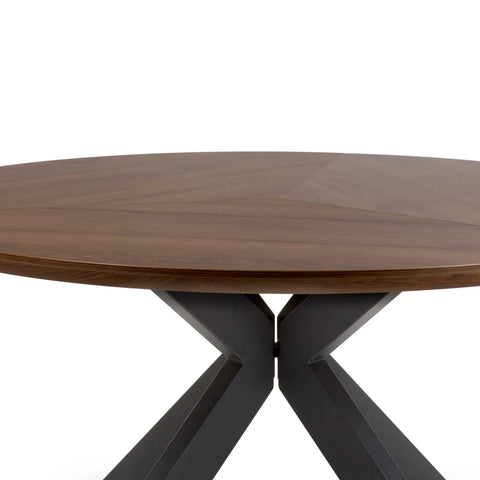 Bolton 150cm Round Smoked Oak Effect Smart Top Dining Table - Pendle Village Furniture