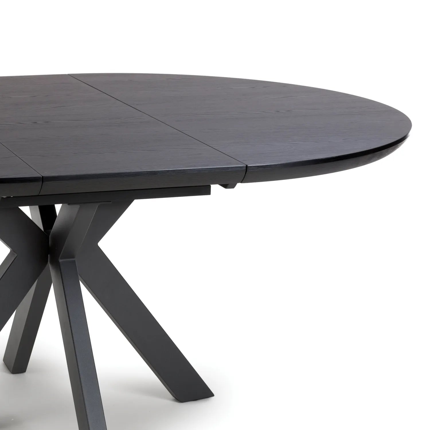 Bolton Black Ash Oak Effect Round to Oval Extending Smart Top Dining Table - Pendle Village Furniture