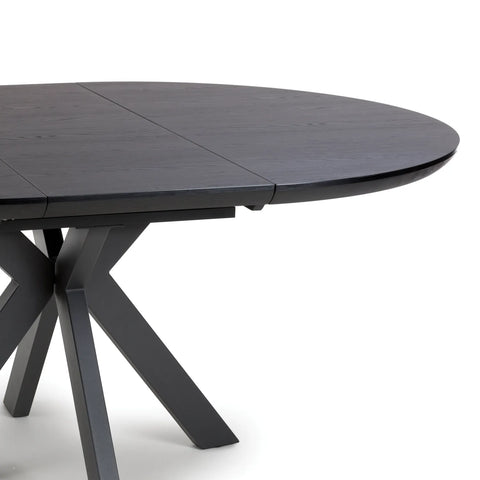 Bolton Black Ash Oak Effect Round to Oval Extending Smart Top Dining Table - Pendle Village Furniture