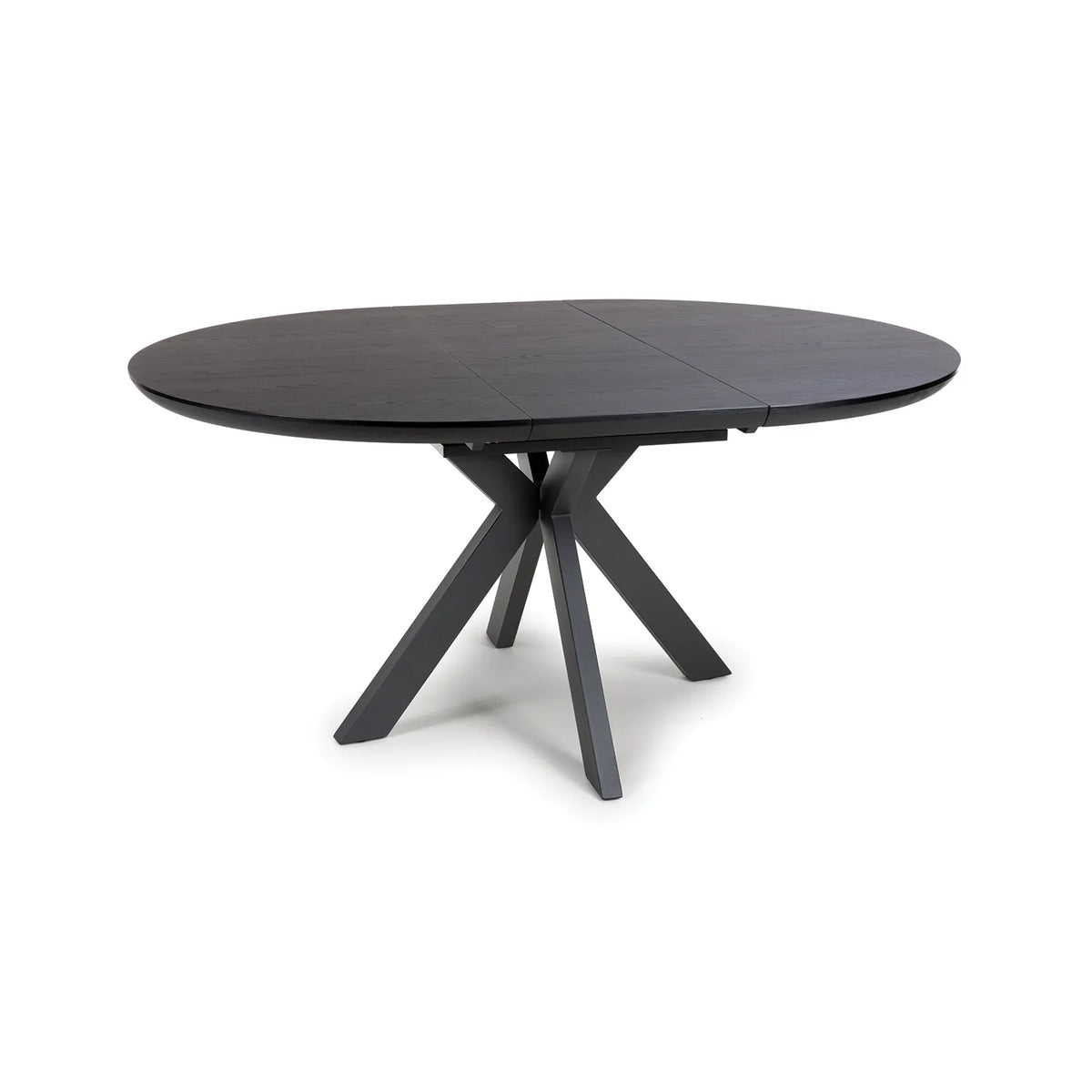 Bolton Black Ash Oak Effect Round to Oval Extending Smart Top Dining Table - Pendle Village Furniture
