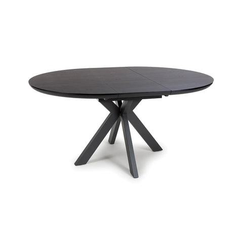 Bolton Black Ash Oak Effect Round to Oval Extending Smart Top Dining Table - Pendle Village Furniture