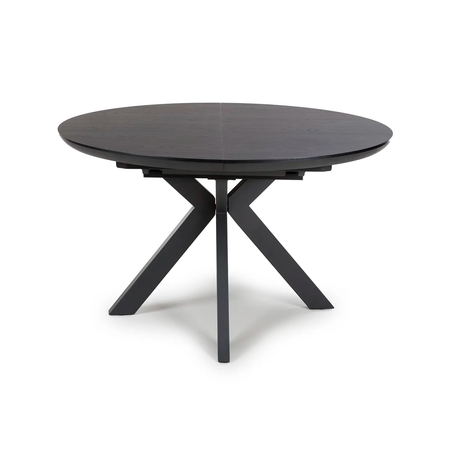 Bolton Black Ash Oak Effect Round to Oval Extending Smart Top Dining Table - Pendle Village Furniture