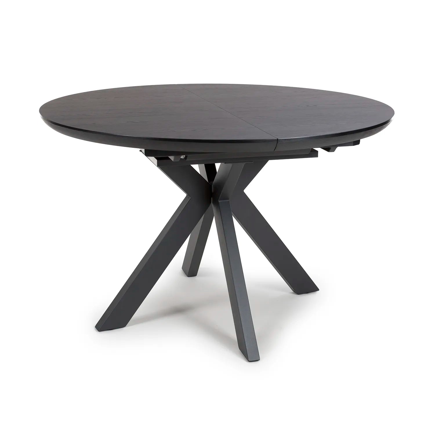 Bolton Black Ash Oak Effect Round to Oval Extending Smart Top Dining Table - Pendle Village Furniture