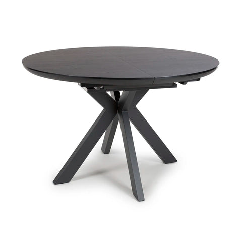 Bolton Black Ash Oak Effect Round to Oval Extending Smart Top Dining Table - Pendle Village Furniture