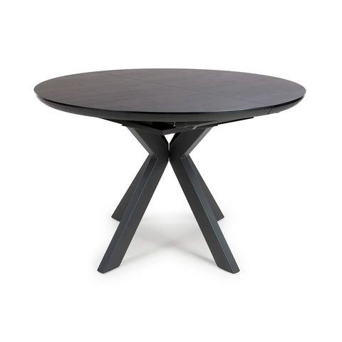 Bolton Black Ash Oak Effect Round to Oval Extending Smart Top Dining Table - Pendle Village Furniture