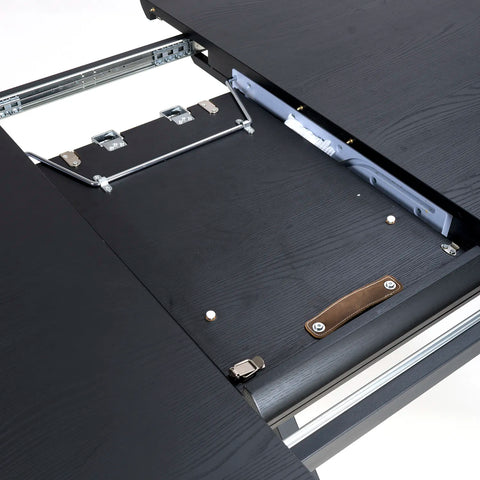 Bolton Black Ash Oak Effect Round to Oval Extending Smart Top Dining Table - Pendle Village Furniture