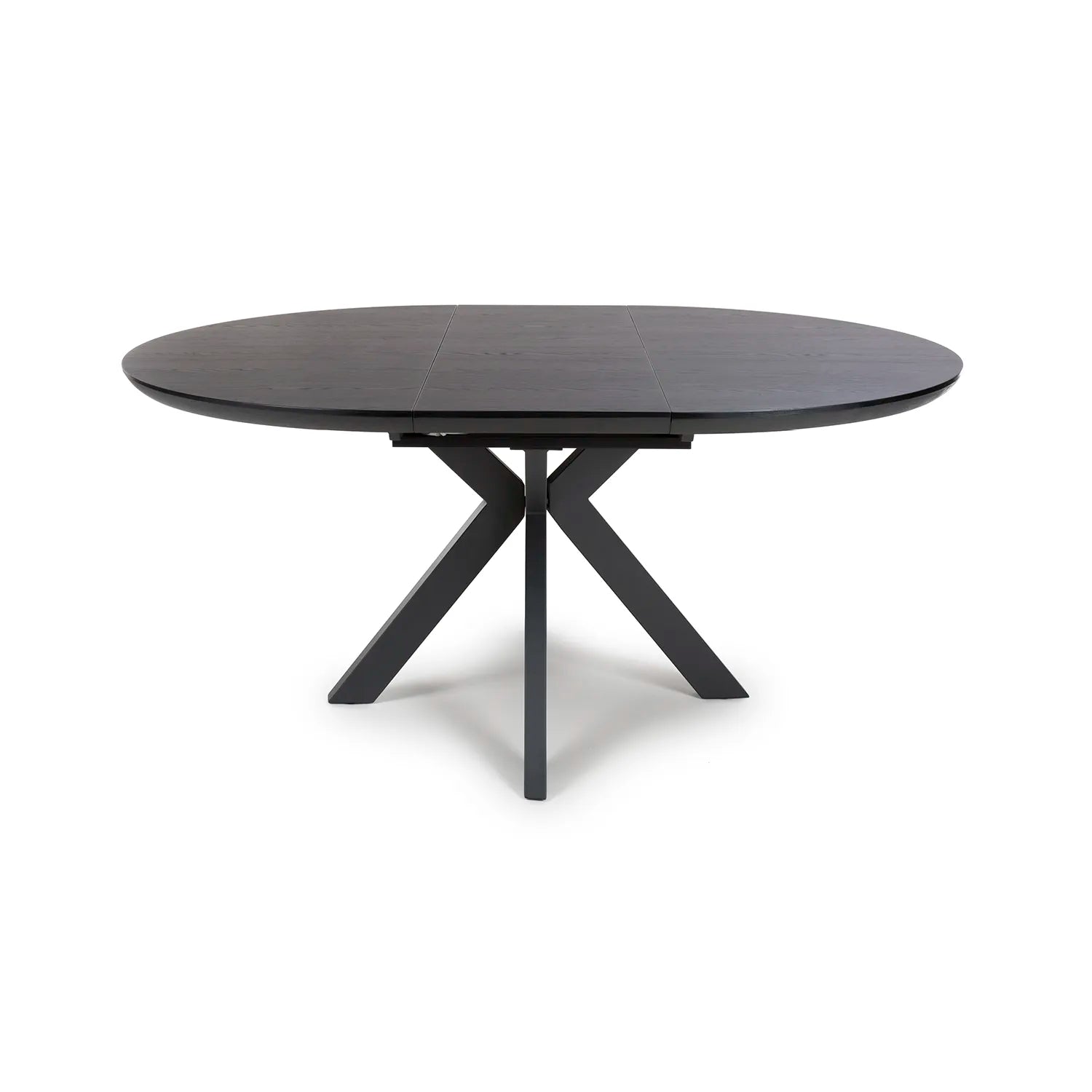 Bolton Black Ash Oak Effect Round to Oval Extending Smart Top Dining Table - Pendle Village Furniture