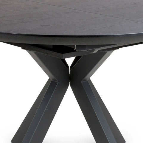 Bolton Black Ash Oak Effect Round to Oval Extending Smart Top Dining Table - Pendle Village Furniture