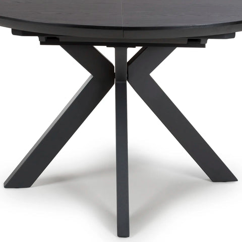 Bolton Black Ash Oak Effect Round to Oval Extending Smart Top Dining Table - Pendle Village Furniture