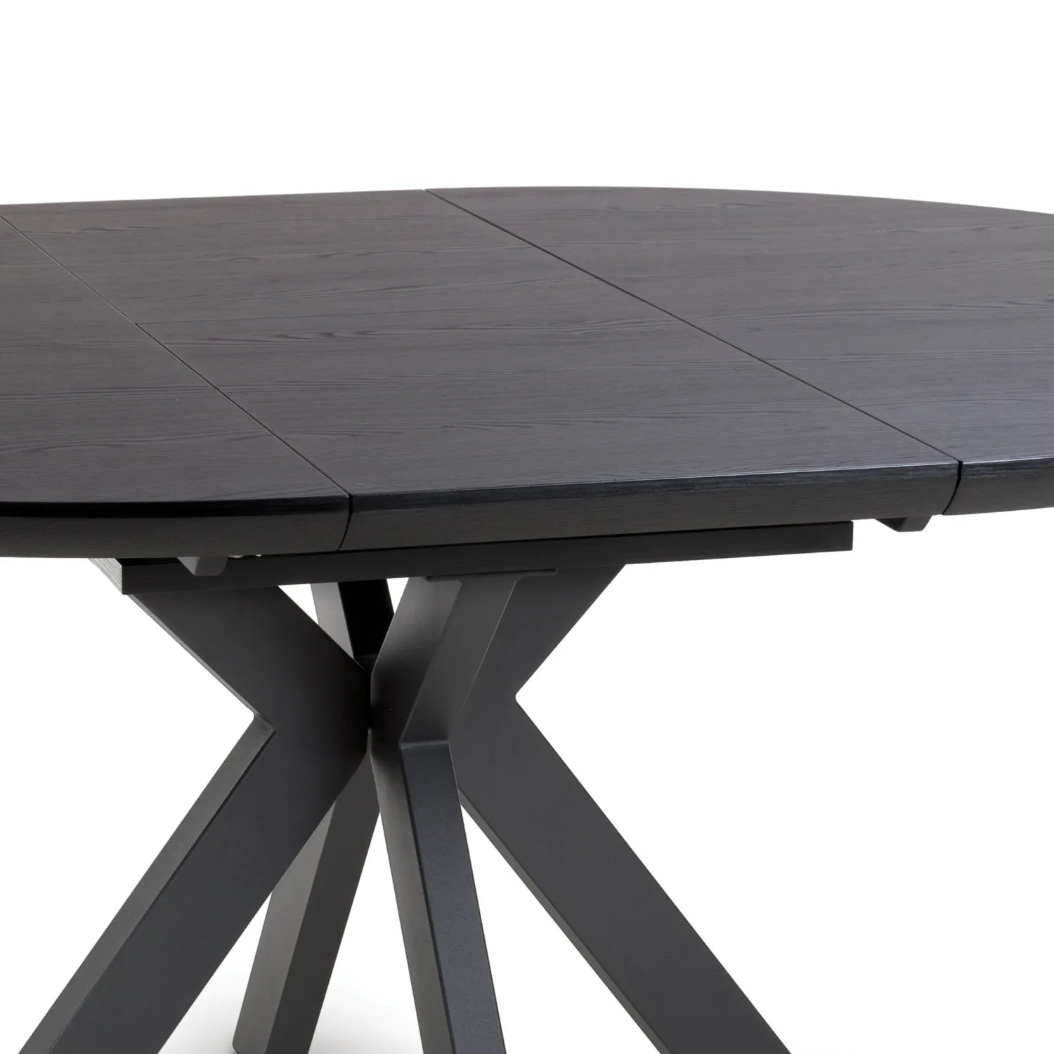 Bolton Black Ash Oak Effect Round to Oval Extending Smart Top Dining Table - Pendle Village Furniture