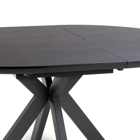 Bolton Black Ash Oak Effect Round to Oval Extending Smart Top Dining Table - Pendle Village Furniture