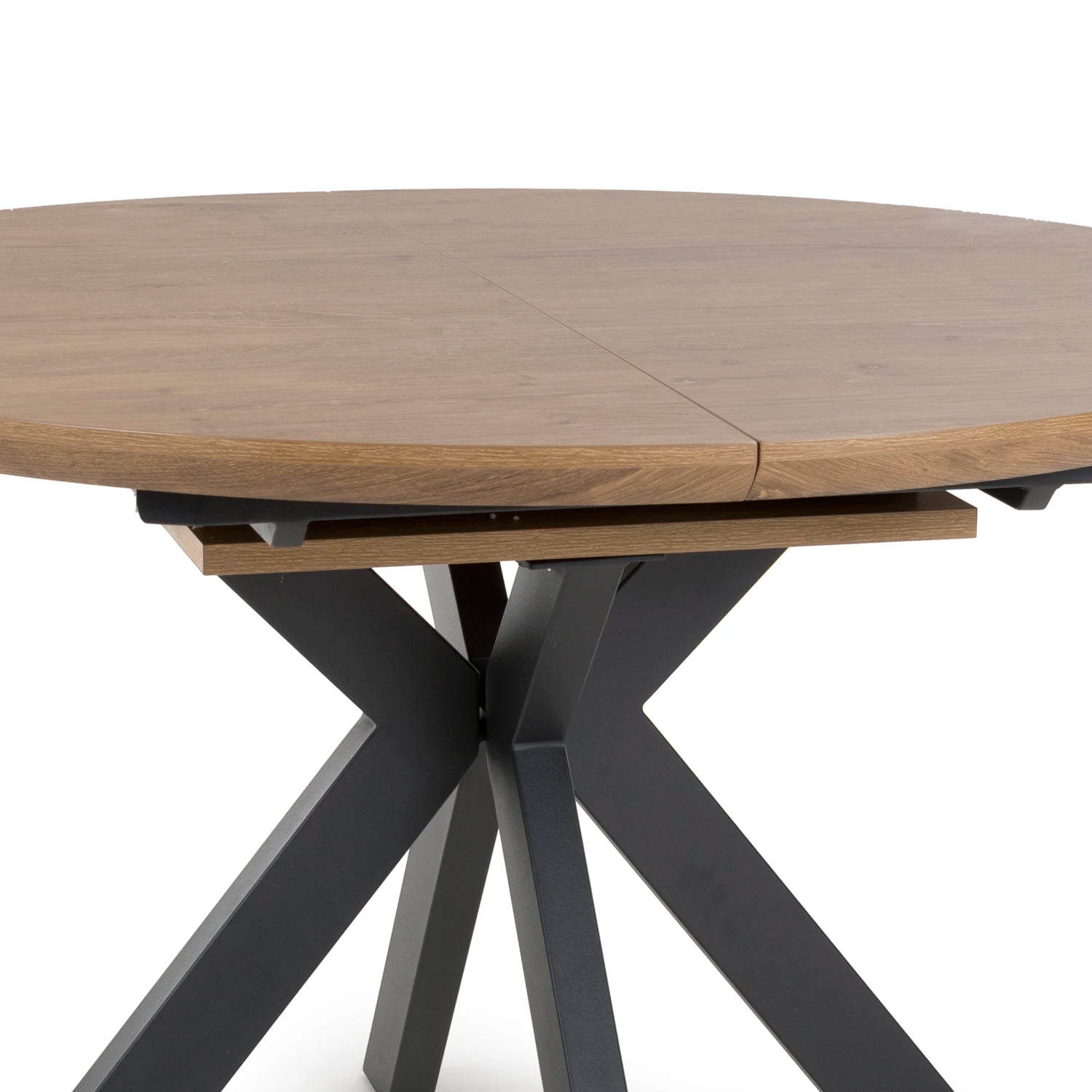 Bolton Rustic Oak Effect Round to Oval Extending Smart Top Dining Table - Pendle Village Furniture
