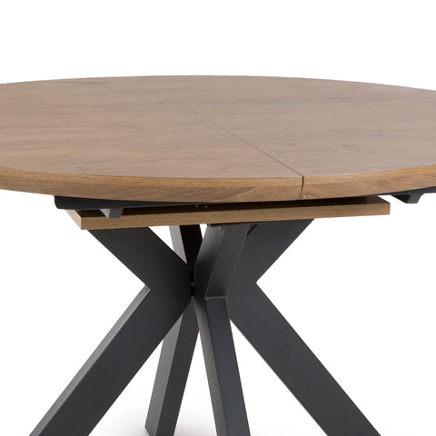Bolton Rustic Oak Effect Round to Oval Extending Smart Top Dining Table - Pendle Village Furniture