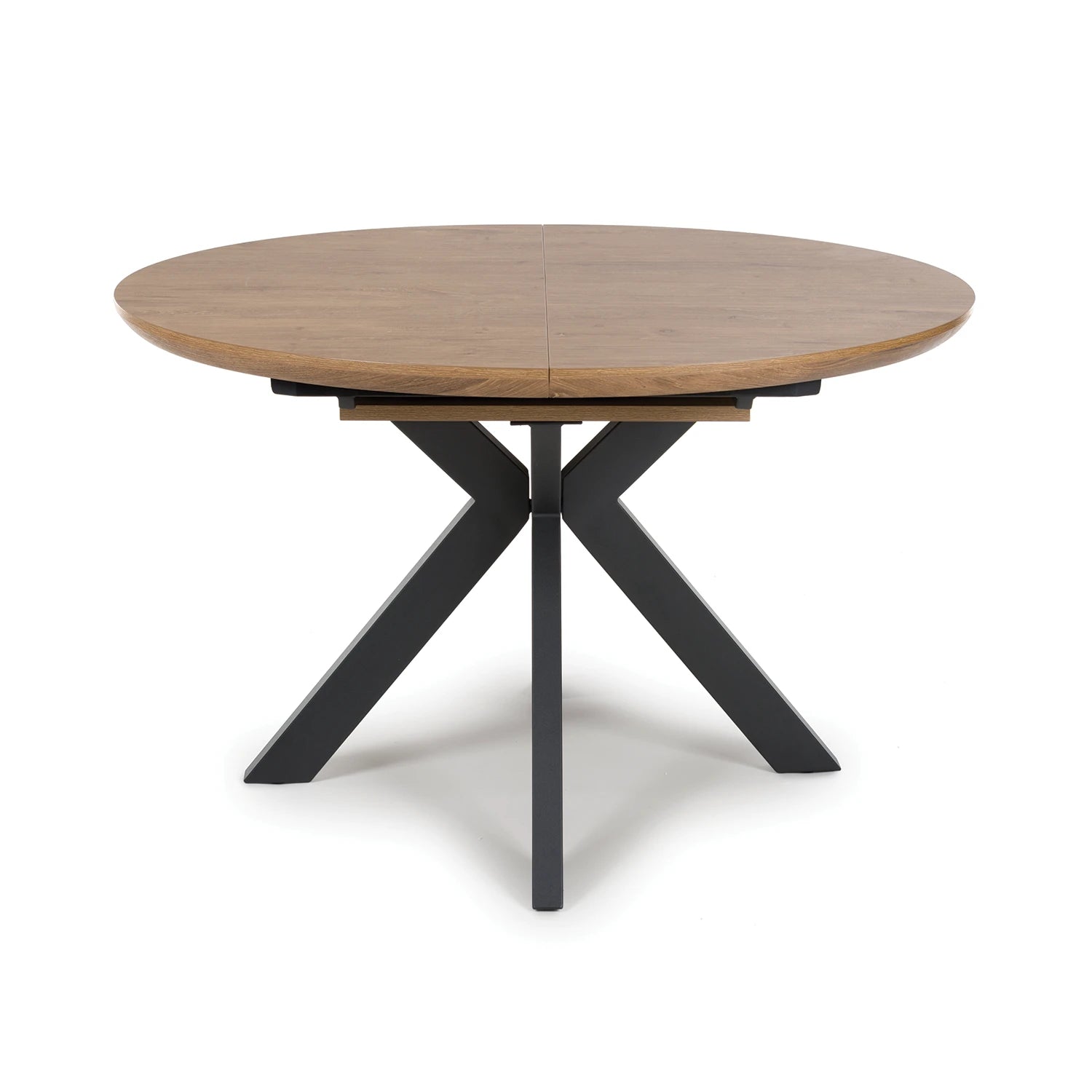 Bolton Rustic Oak Effect Round to Oval Extending Smart Top Dining Table - Pendle Village Furniture