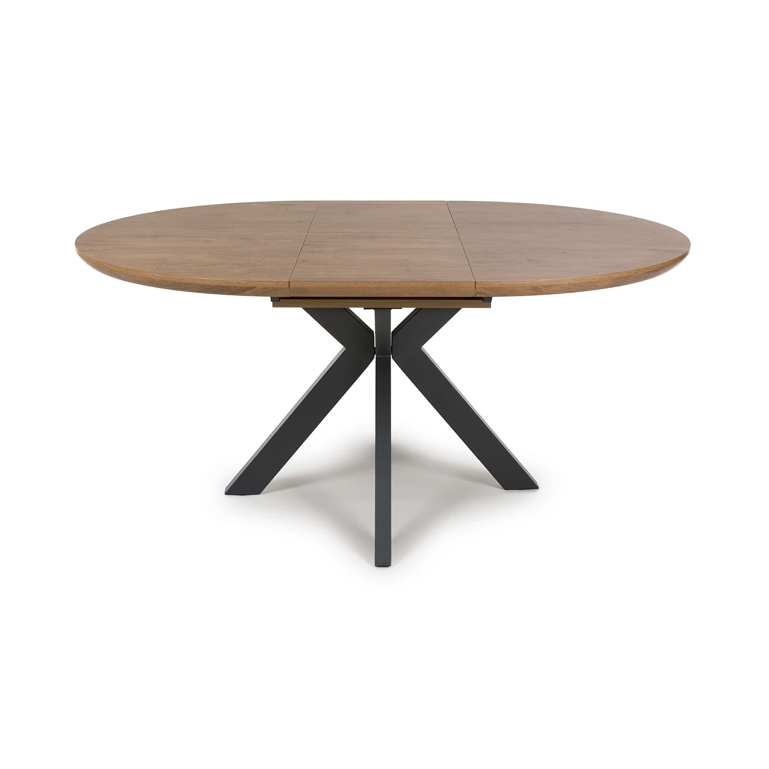 Bolton Rustic Oak Effect Round to Oval Extending Smart Top Dining Table - Pendle Village Furniture