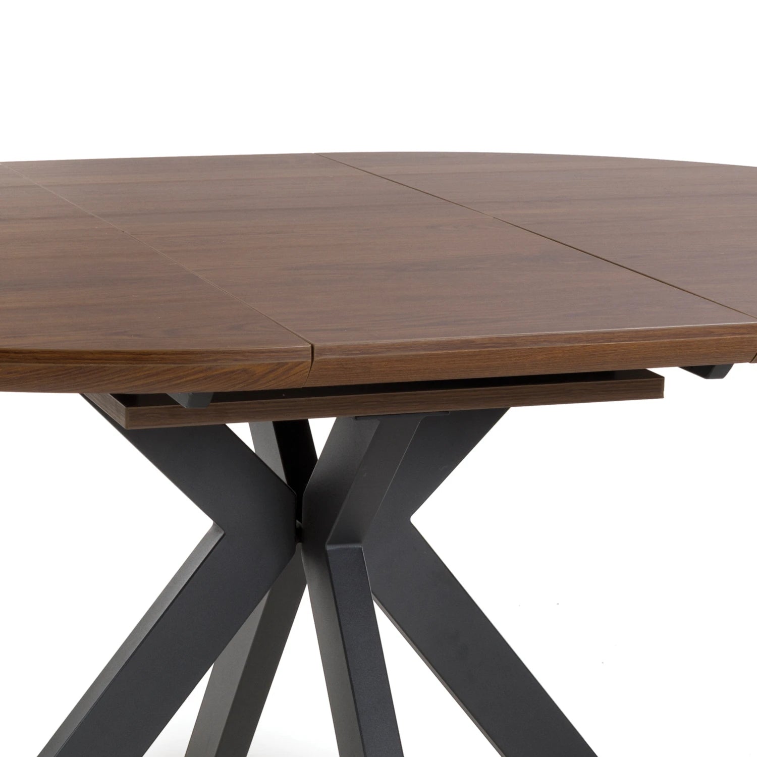 Bolton Smoked Oak Effect Round to Oval Extending Smart Top Dining Table - Pendle Village Furniture