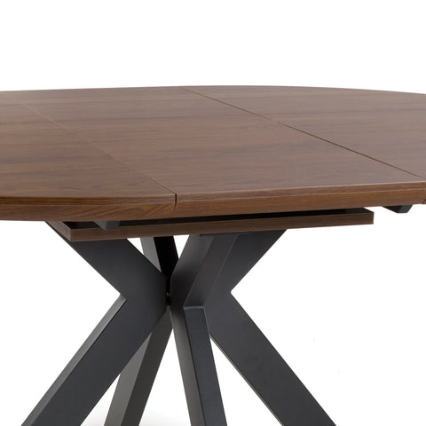 Bolton Smoked Oak Effect Round to Oval Extending Smart Top Dining Table - Pendle Village Furniture