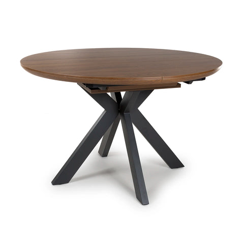 Bolton Smoked Oak Effect Round to Oval Extending Smart Top Dining Table - Pendle Village Furniture